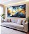 Trio de Quadros Abstrato Tons de Azul Branco Dourado Pouring Canvas Moldura - Imagem 3