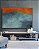 Quadro Horizontal Abstrato Laranja Tangerina Azul Petróleo Efeito Concreto Pintura Canvas Moldura - Imagem 5