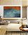 Quadro Horizontal Abstrato Laranja Tangerina Azul Petróleo Efeito Concreto Pintura Canvas Moldura - Imagem 2