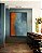 Quadro Vertical Abstrato Laranja Tangerina Azul Petróleo Efeito Concreto Pintura Canvas Moldura - Imagem 1