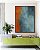 Quadro Vertical Abstrato Laranja Tangerina Azul Petróleo Efeito Concreto Pintura Canvas Moldura - Imagem 2