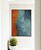 Quadro Vertical Abstrato Laranja Tangerina Azul Petróleo Efeito Concreto Pintura Canvas Moldura - Imagem 3