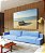 Quadro Horizontal Barco em Praia de Mar Azul Calmo Céu Limpo Canvas Moldura - Imagem 1