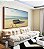 Quadro Horizontal Barco em Praia de Mar Azul Calmo Céu Limpo Canvas Moldura - Imagem 3