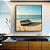 Quadro Quadrado Barco em Praia de Mar Azul Calmo Céu Limpo Canvas Moldura - Imagem 2