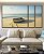 Trio de Quadros Estilizados Barco em Praia de Mar Azul Calmo Céu Limpo Canvas Moldura - Imagem 5