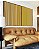 Duo de Quadros Abstrato Degradê Listras Dourado Amarelo Ouro Areia Canvas Moldura - Imagem 1