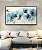 Quadro Horizontal Flores Decicadas Abstratas Cores Azul Dourado Canvas Moldura - Imagem 2