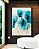 Quadro Vertical Flores Delicadas Abstratas Cores Azul Dourado Canvas Moldura - Imagem 1