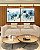 Duo de Quadros Quadrados Flores Delicadas Abstratas Cores Azul Dourado Canvas Moldura - Imagem 1