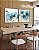 Duo de Quadros Quadrados Flores Delicadas Abstratas Cores Azul Dourado Canvas Moldura - Imagem 3