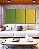 Trio de Quadros Abstrato Degradê Verde Esmeralda e Amarelo Dourado Canvas Moldura - Imagem 4