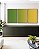 Trio de Quadros Abstrato Degradê Verde Esmeralda e Amarelo Dourado Canvas Moldura - Imagem 1