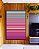 Quadro Vertical Abstrato Degradê Listras Rosa Choque Areia Azul Canvas Moldura - Imagem 3