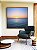 Quadro Quadrado Mar Azul Calmo Pôr do Sol no Céu e Pássaros Canvas Moldura - Imagem 1