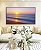 Quadro Horizontal Praia Mar Azul e Céu Rosa ao Pôr do Sol Canvas Moldura - Imagem 2