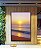 Quadro Vertical Praia Mar Azul e Céu Rosa ao Pôr do Sol Canvas Moldura - Imagem 1