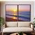 Duo de Quadros Praia Mar Azul e Céu Rosa ao Pôr do Sol Canvas Moldura - Imagem 4