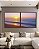 Duo de Quadros Quadrados Praia Mar Azul e Céu Rosa ao Pôr do Sol Canvas Moldura - Imagem 3