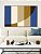 Quadro Horizontal Geométrico Listras Círculo Azul Bege Canvas Moldura - Imagem 3