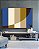 Quadro Horizontal Geométrico Listras Círculo Azul Bege Canvas Moldura - Imagem 5