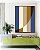 Quadro Vertical Geométrico Listras Círculo Azul Bege Canvas Moldura - Imagem 4