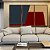 Trio de Quadros Abstrato Geométrico Minimalista Azul Vermelho Canvas Moldura - Imagem 2