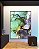 Quadro Vertical Abstrato Verde Turquesa Dourado Cinza Arte Fluida Pouring Canvas Moldura - Imagem 2