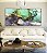 Trio de Quadros Abstrato Verde Turquesa Dourado Cinza Arte Fluida Pouring Canvas Moldura - Imagem 1
