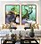 Duo de Quadros Abstrato Verde Turquesa Dourado Cinza Arte Fluida Pouring Canvas Moldura - Imagem 1