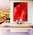 Quadro Vertical Abstrato Tons de Vermelho Efeito Pintura Canvas Moldura - Imagem 2