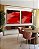 Duo de Quadros Quadrados Abstrato Tons de Vermelho Efeito Pintura Canvas Moldura - Imagem 1