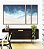 Trio de Quadros Estilizados Praia de Mar Azul Intenso Natureza Canvas Moldura - Imagem 2