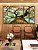 Trio de Quadros Estilizados Árvore Galhos Céu Turquesa Claro Natureza Paisagem Canvas Moldura - Imagem 3