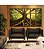 Trio de Quadros Estilizados Árvore Folhas Verdes Paisagem Natureza Canvas Moldura - Imagem 1