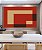 Quadro Horizontal Abstrato Geométrico Minimalista Vermelho Marfim Canvas Moldura - Imagem 3