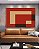 Quadro Horizontal Abstrato Geométrico Minimalista Vermelho Marfim Canvas Moldura - Imagem 1