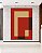 Quadro Vertical Abstrato Geométrico Minimalista Vermelho Marfim Canvas Moldura - Imagem 2
