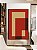 Quadro Vertical Abstrato Geométrico Minimalista Vermelho Marfim Canvas Moldura - Imagem 3