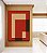 Quadro Vertical Abstrato Geométrico Minimalista Vermelho Marfim Canvas Moldura - Imagem 1