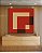 Quadro Quadrado Abstrato Geométrico Minimalista Vermelho Marfim Canvas Moldura - Imagem 3
