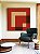 Quadro Quadrado Abstrato Geométrico Minimalista Vermelho Marfim Canvas Moldura - Imagem 1