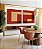 Duo de Quadros Quadrados Abstrato Geométrico Minimalista Vermelho Marfim Canvas Moldura - Imagem 4