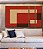 Trio de Quadros Estilizados Abstrato Geométrico Minimalista Vermelho Marfim Canvas Moldura - Imagem 1