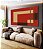 Trio de Quadros Estilizados Abstrato Geométrico Minimalista Vermelho Marfim Canvas Moldura - Imagem 3