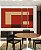 Trio de Quadros Estilizados Abstrato Geométrico Minimalista Vermelho Marfim Canvas Moldura - Imagem 4