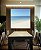 Quadro Quadrado Praia de Areia Branca Mar Calmo Azul e Céu Claro Canvas Moldura - Imagem 4