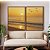 Duo de Quadros Pôr do Sol Dourado na Praia Mar Calmo Canvas Moldura - Imagem 1