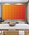 Quadro Horizontal Abstrato Geométrico Degradê Laranja Amarelo Canvas Moldura - Imagem 1