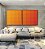 Duo de Quadros Quadrados Abstrato Geométrico Degradê Laranja Amarelo Canvas Moldura - Imagem 5
